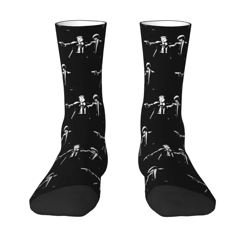 Fashion Printing Pulp Fiction Socks for Women Men Stretchy Summer Autumn Winter Quentin Tarantino Crime Film Crew Socks