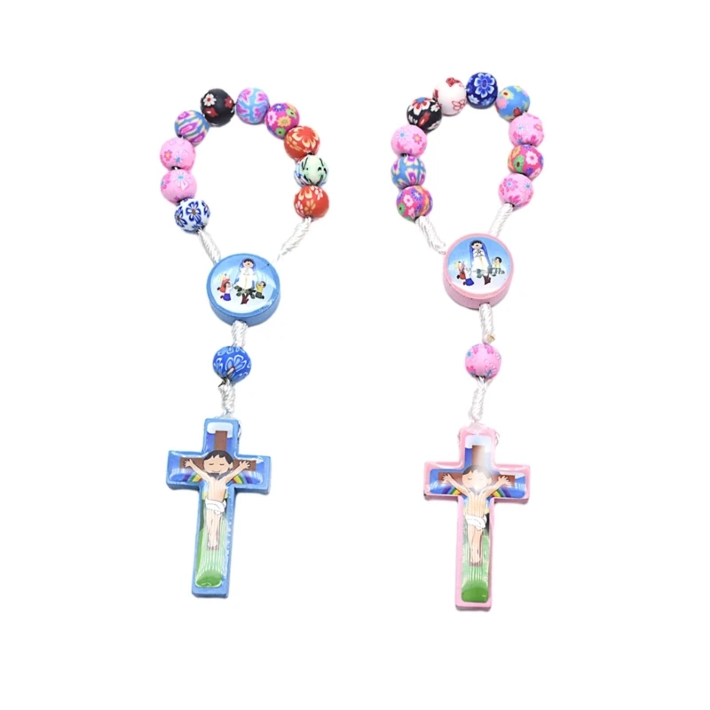 Soft Clay Prayer Beads Crucifix Pendant Bracelet Gothic Handchain Handmade Rosary Beaded Bangle Ornaments for Drop Shipping