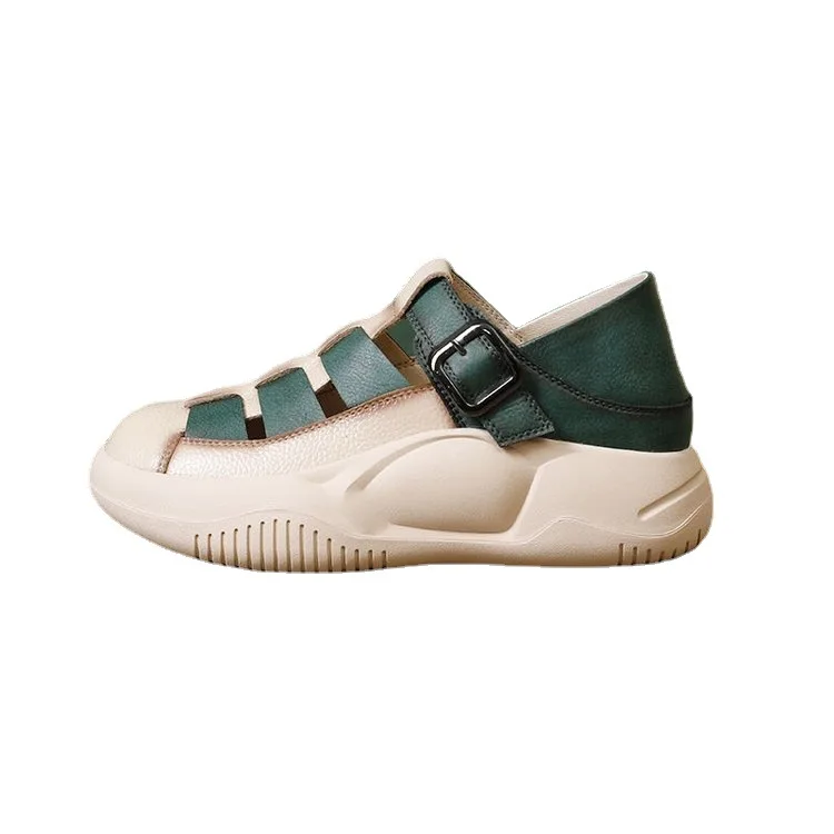 3cm Heels 2024 African Woman Shoe Chunky Sandals Classic Style Basketball Platform Hollow Round Toe 5cm Latest Burgundy Block Ca image 4