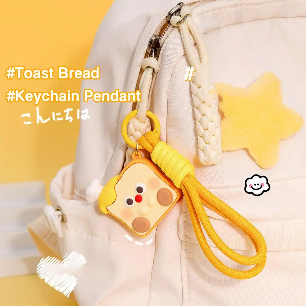 Kawaii criativo torrada chaveiro realista bonito brinquedo pão pingente 3d mochila charme para crianças