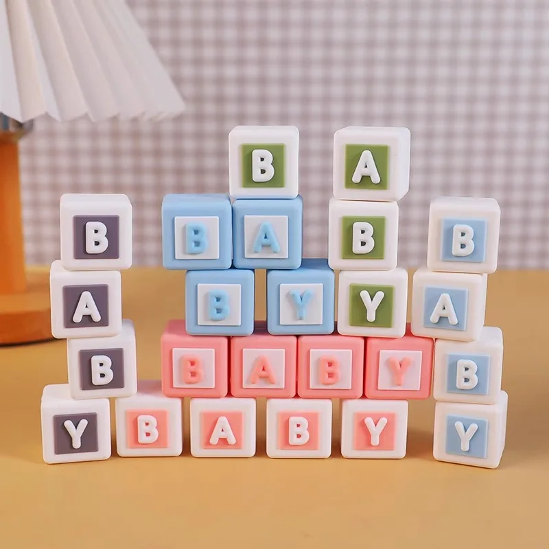 BABY Cubes Cake Toppers 3D Letters Baby Blocks for Children's 1st Birthday Bear Theme Cake Decoration Baby Shower Party Supplies