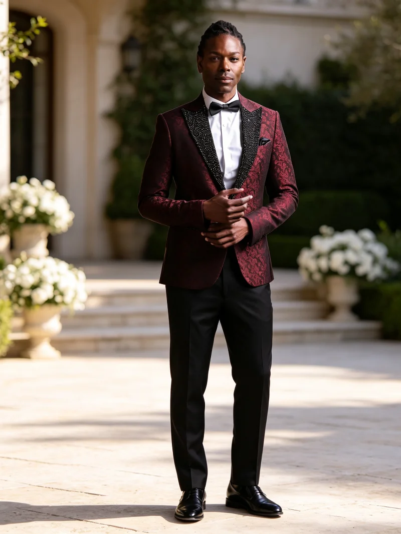 Luxury Men Jacket Beaed Peaked Lapel One Button Formal Evening Pirty Wear Customized Tuxedos Formal Prom 1 Piece