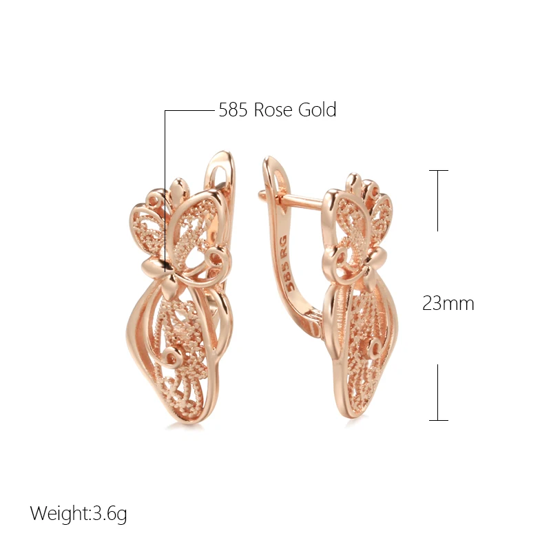 SYOUJYO-Boucles d'Oreilles Papillon Vintage pour Femme, Bijoux en Or Rose, Patients Élégants de Luxe, Cadeaux de Mariage, Nouvelle Collection 585