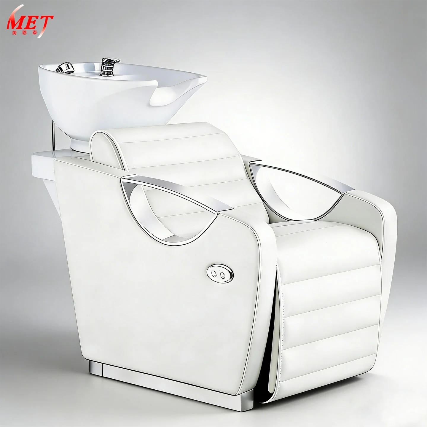Meientai Factory Wholesale Ergonomic Design Salon Shampoo Station, Salon Hair Wash Chairsa Leather Shampoo Bed With Ceramic Bowl