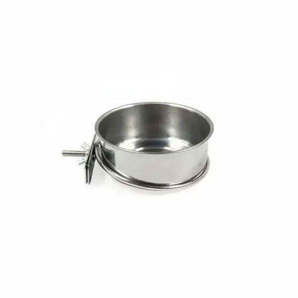 Robust Stainless Bird Feeder Bowl Attach on Cage Dish for Parrot Meals and Hydration Routine