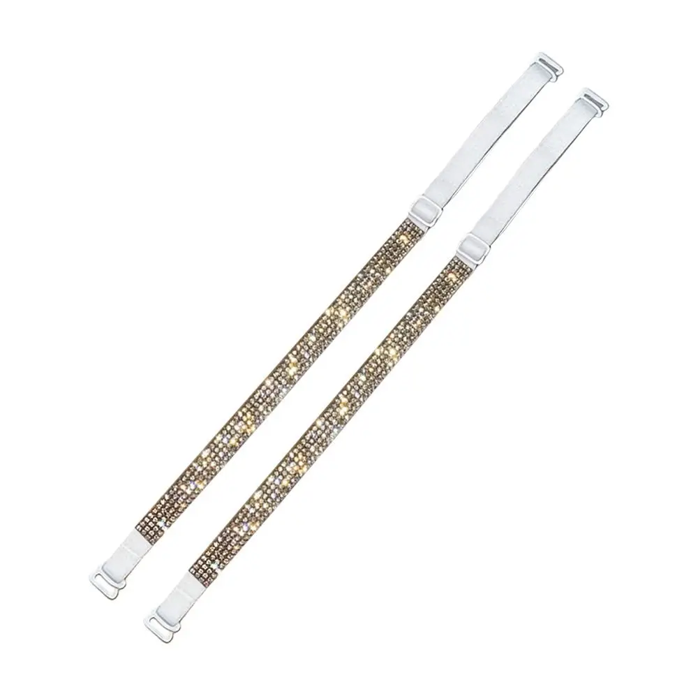 1 Pair Sparkling Rhinestone Bra Straps Replacement High Stretch Fabric Crossbody Strap Rhinestone Bra Belts