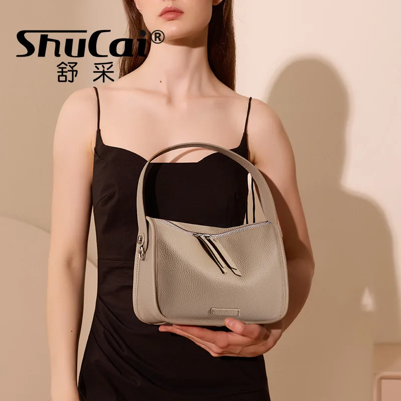 Soft Leather Wide Shoulder Strap Crossbody Bag Women Large Capacity Leather Single Underarm Bag