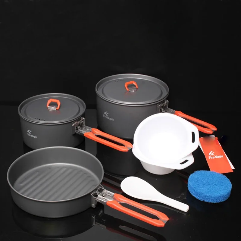 Fire Maple Aluminum Alloy Kitchen Pot Frying Pan Cookware Sets Cooking Picnic Soup Pots with Foldable Handle and Cover Feast 3