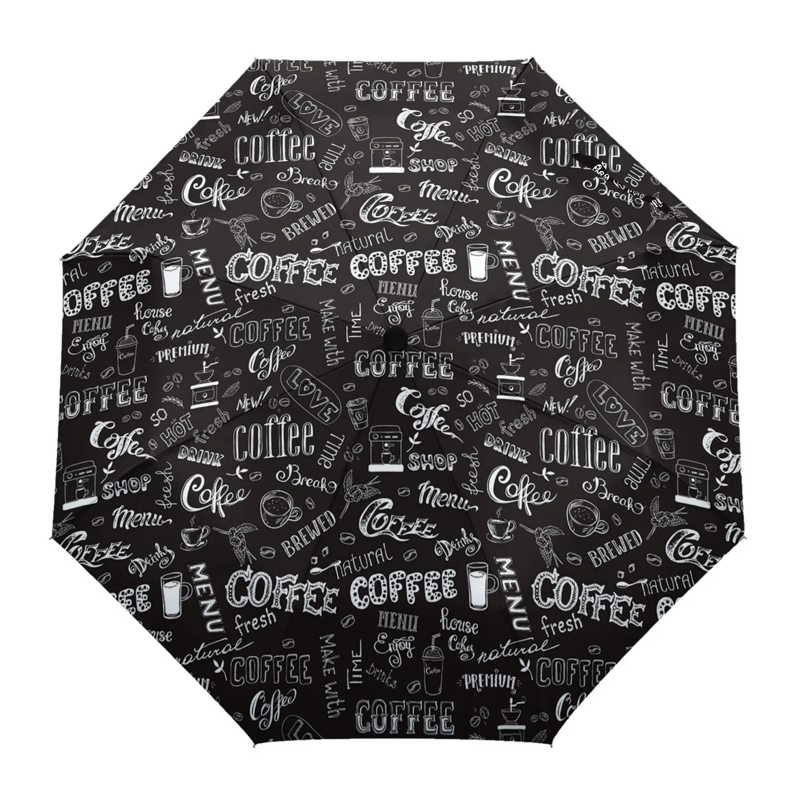 Coffee Bean Milk Automatic Umbrella Folding Umbrella Outdoor Printed Rain Umbrella for Women Kids Parasol