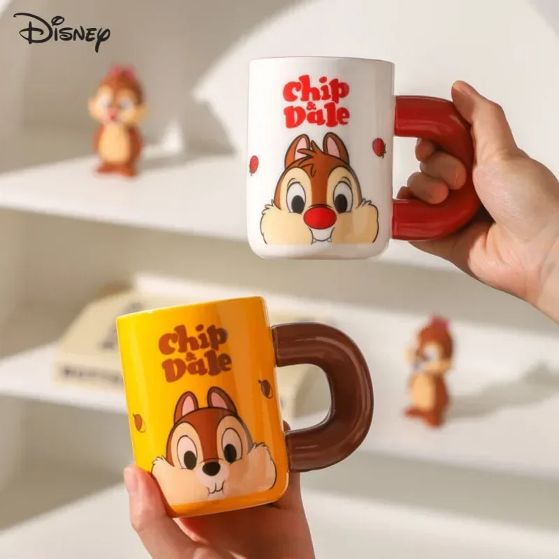 Disney Chip Dale animation peripheral cartoon cute print couple style ceramic mug office coffee cup high-looking holiday gift