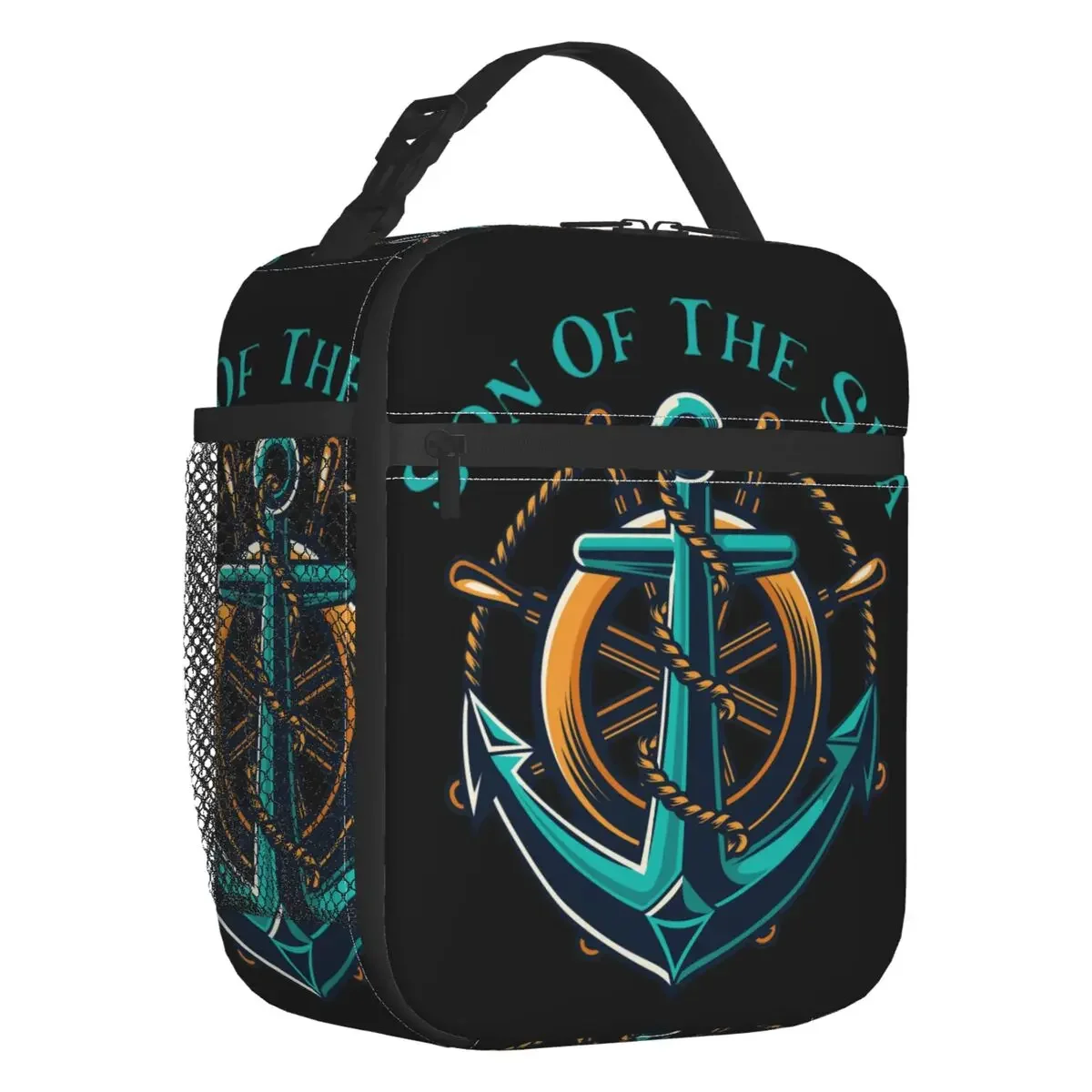 Son Of The Sea Insulated Lunch Tote Bag Nautical Sailor Anchor Portable Thermal Cooler Food Lunch Box Outdoor Camping Travel