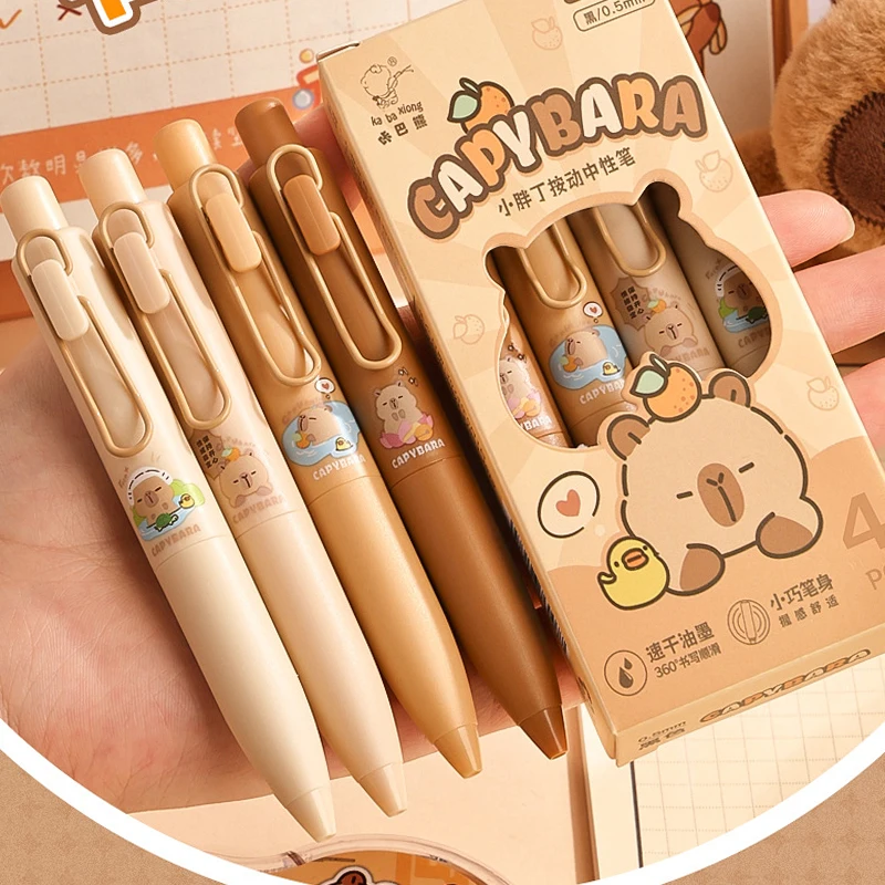 Imagem -02 - Caneta Capivara Gel de Secagem Rápida Tinta Preta Escrita Suave Canetas Kawaii Papelaria Estética Artigos de Volta às Aulas Pcs