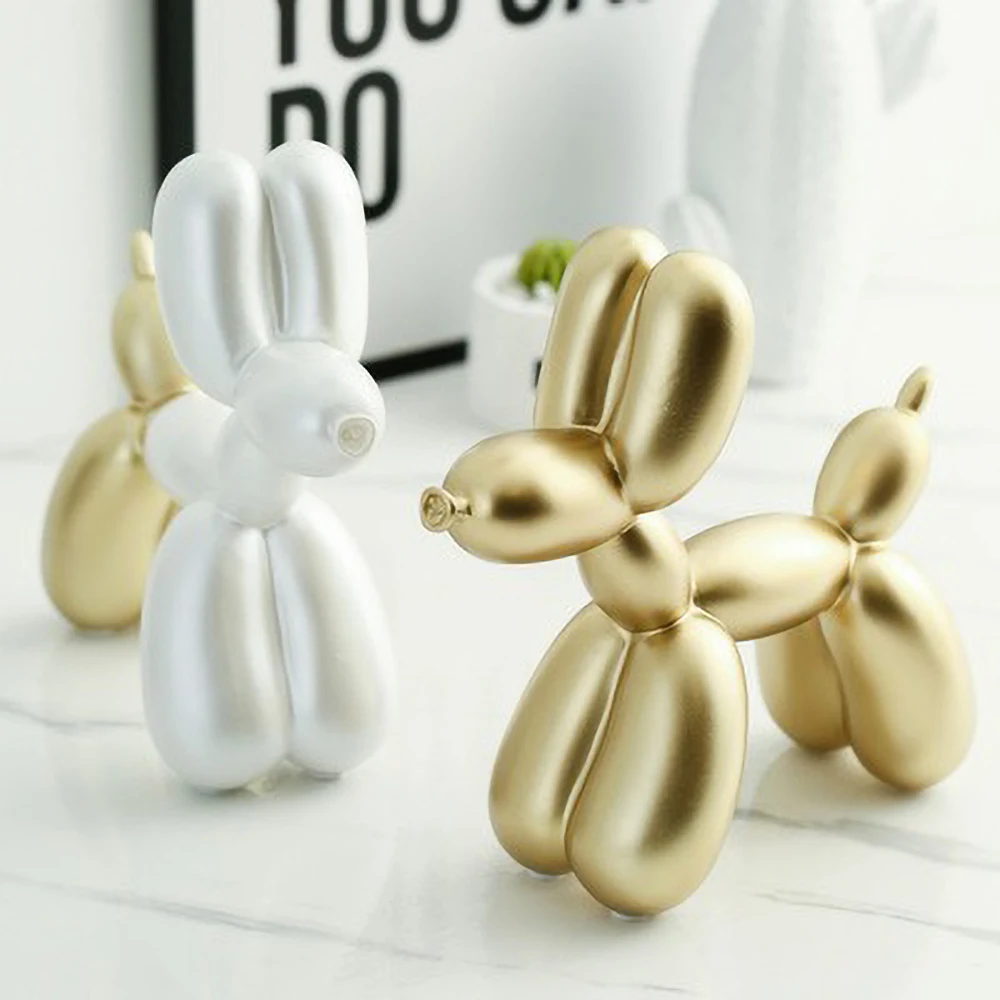 Escultura de resina de perro con globo pintado a mano, estatuilla de animal estilo Jeff Koons, decoración artística de escritorio moderna para oficina y colecciones
