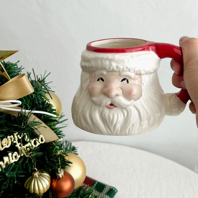 

So cute Christmas bi entry export simple hand-painted black and white with Santa Claus mug