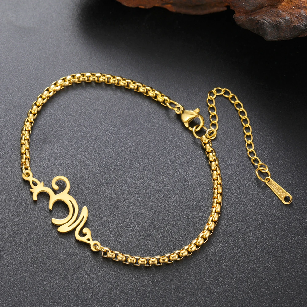 Dawapara Breathe Symbol Bracelet Ohm OM Unalome Symbol Charm Bracelet Stainless Steel Yoga Inspirational Supernatural Jewelry view 3
