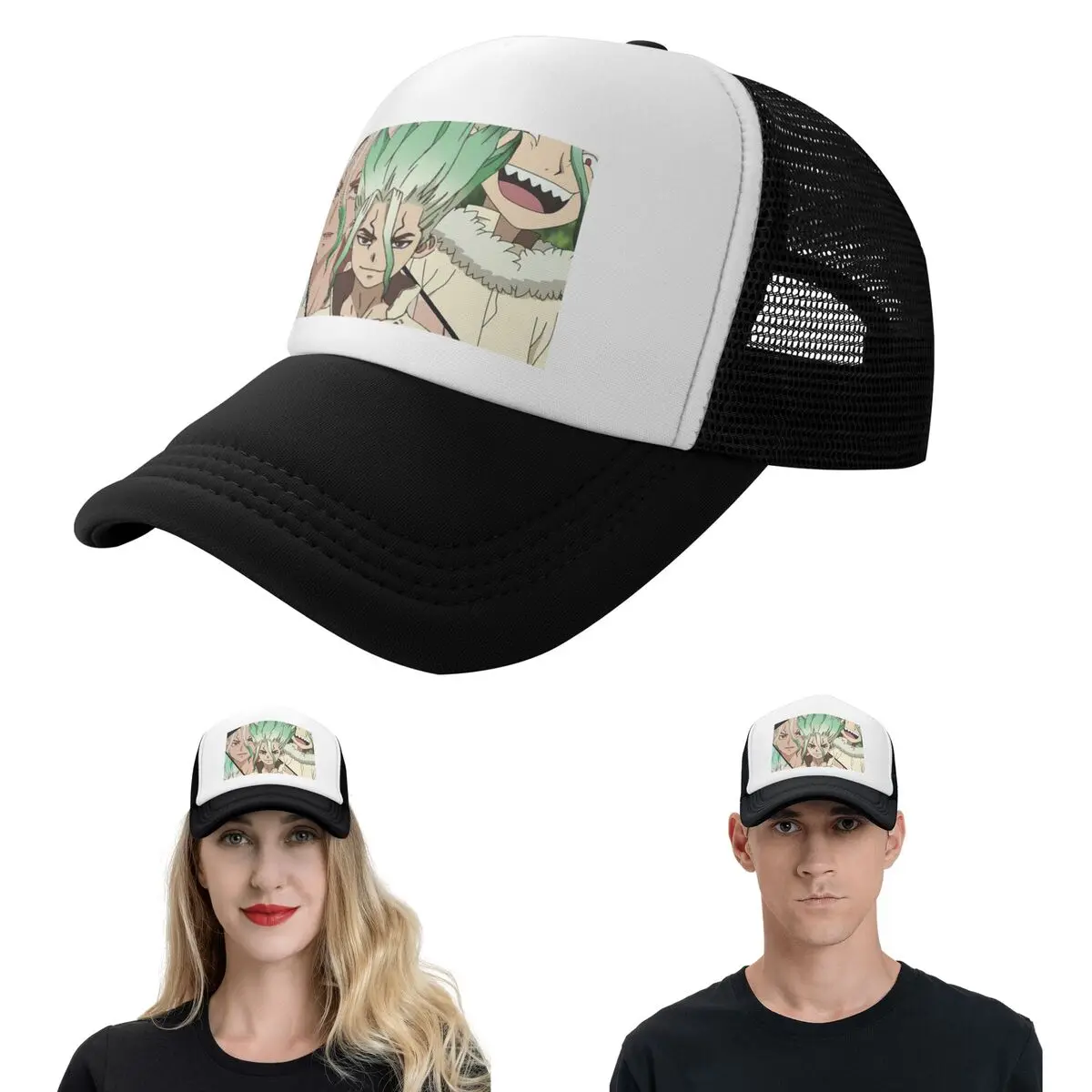 Senku Ishigami Dr Stone Apan Anime  Cap Fashion Mesh Baseball Caps Adjustable Hat Hip Hop Summer Unisex Baseball Hats