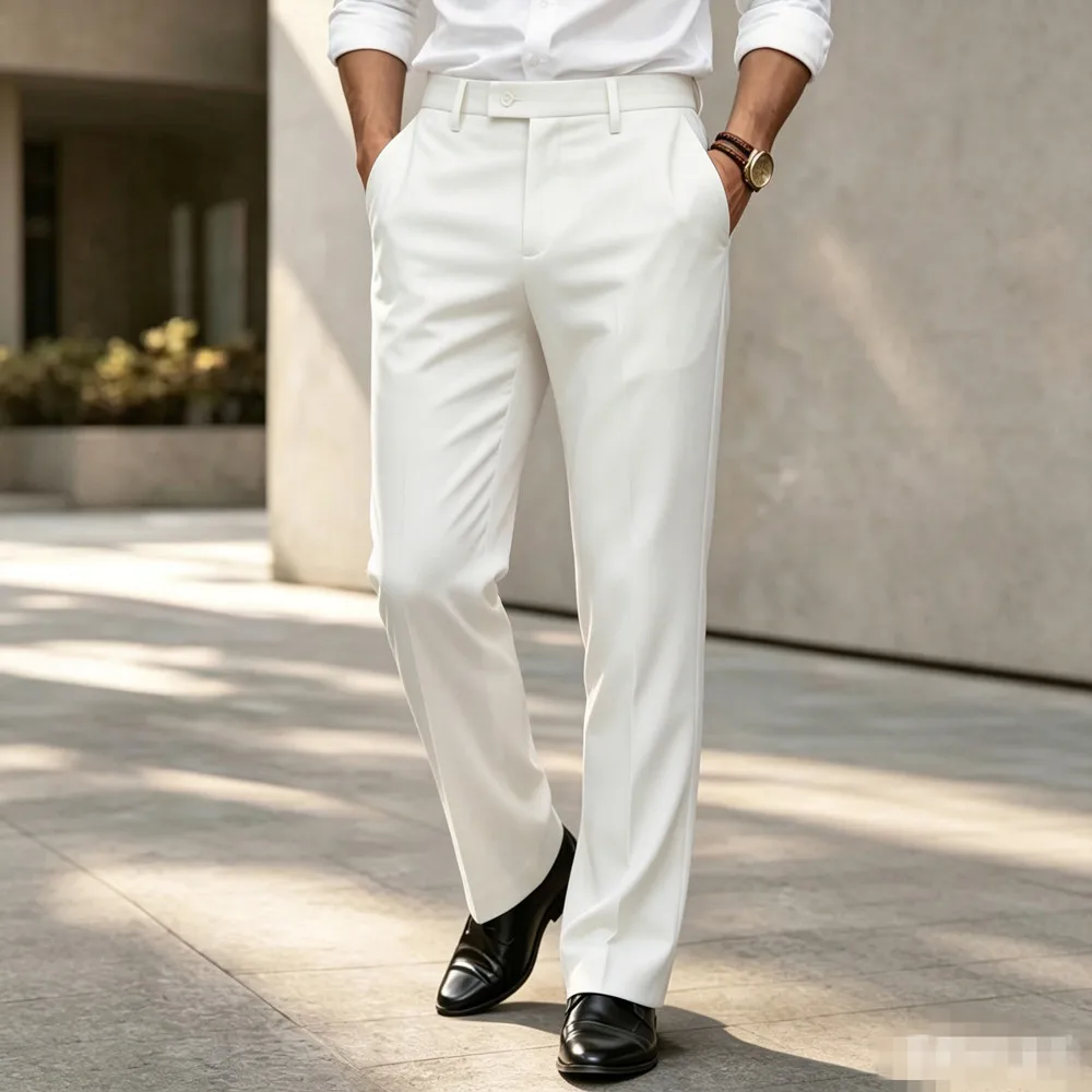New Business Casual Suit Pants Men Solid Office Formal Trousers Mens Classic Style Suit Long Pants Plus Size