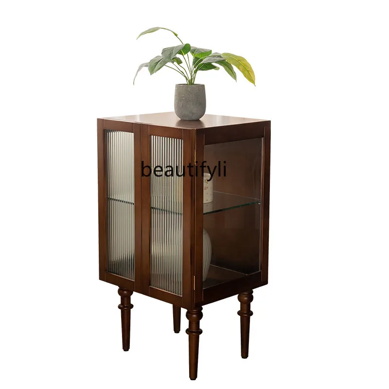 

Chinese Ancient Style Glass Dining Side Hallway Storage Cabinet Living Room Solid Wood Bedside Storage Cabinet