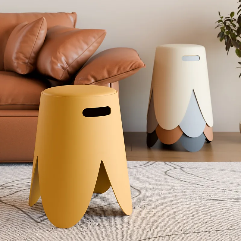 Petal stool Plastic round stool Thickened stackable Household bench bag Strong chair Strong and durable Dining table and chairs