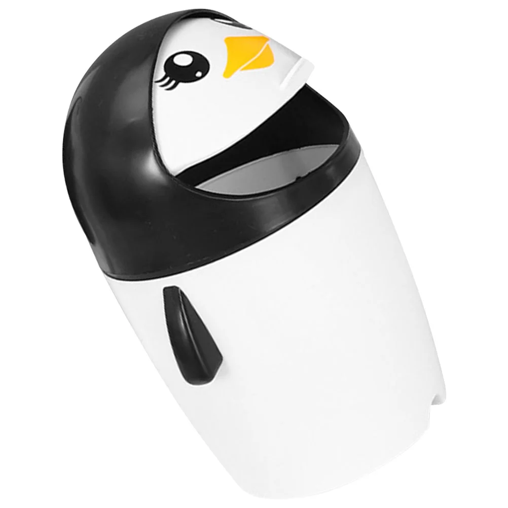 

Garbage Can Penguin Trash Bin Car Decor Plastic Basket Waste Cartoon Mini for Desk Office Hamper