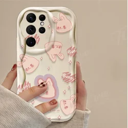 Cute Korean Rabbit Wave Phone Case For Samsung Galaxy A52 A52S A32 A72 A12 A22 A11 A21S A31 A51 A71 A20 A30 A50 Silicone Cover