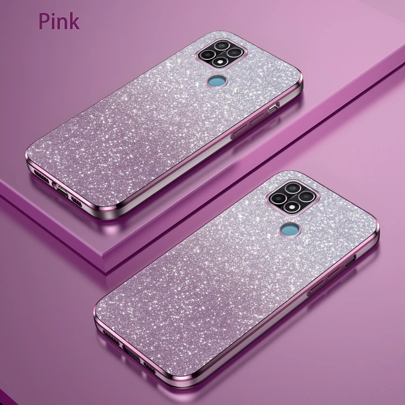 For OPPO Realme C21 Case Bling Luxury Electroplate Glitter Phone Case OPPO Realme C21Y C25Y C15 Soft TPU Bumper Clear Back Cover