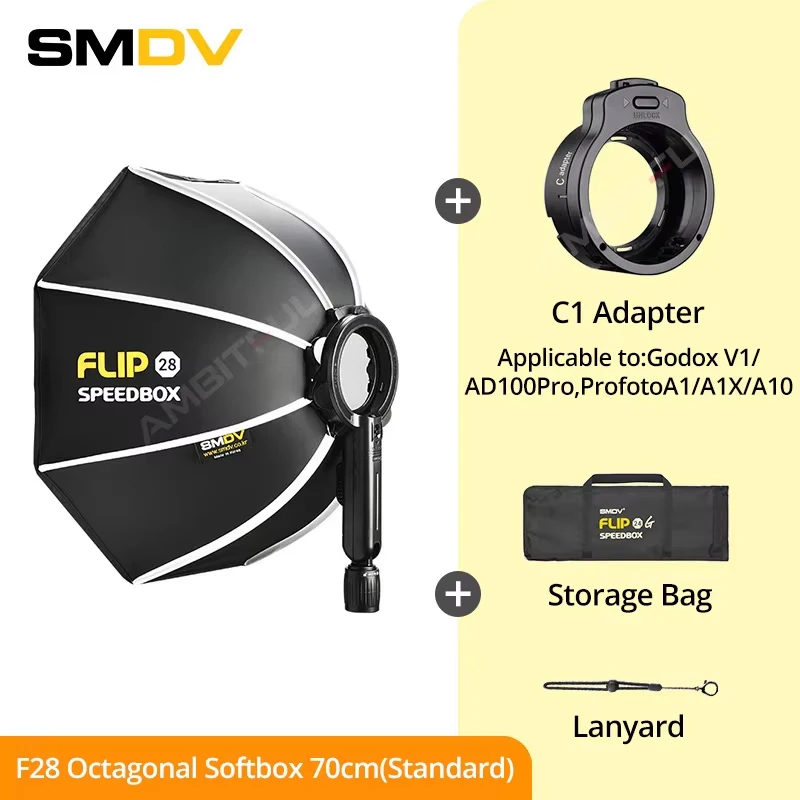 SMDV Flip Quick Release Parabolische Out Door 20 24 28 Softbox voor A1 Godox V1 AD100PRO V860II AD200 Flash Soft box