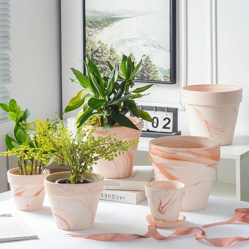 Red Clay Potted Plant Ceramic Pot Breathable Soil for Succulent Plants Modern Simple Style Home Decoration Flower Vase