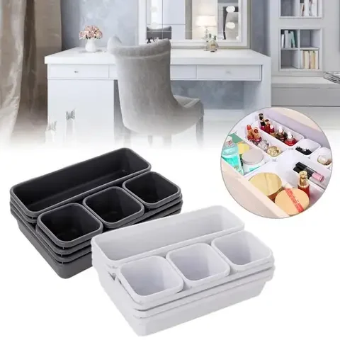 

8Pcs Home Storage Organizer Box Trays Storage Makeup Organizer Kitchen Bathroom Closet Desk Box Drawer Organization Storage Box