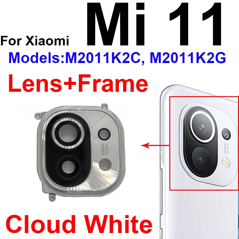 Rear Camera Lens Glass Cover Frame For Xiaomi Mi 11 Back Camera Lens Frame Holder with Flashlight Flex Cable Replacement Parts