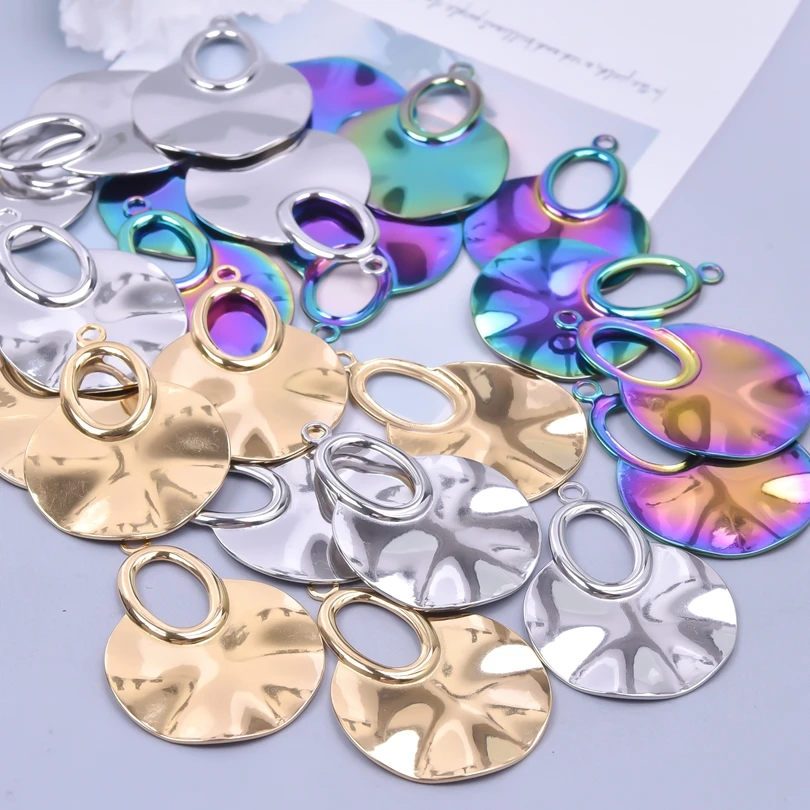 

5Pcs Fashion Stainless Steel Geometric Charms Hollow Oval Pendant Bulk For Jewelry Making DIY Necklace Handmade Craft Accessory