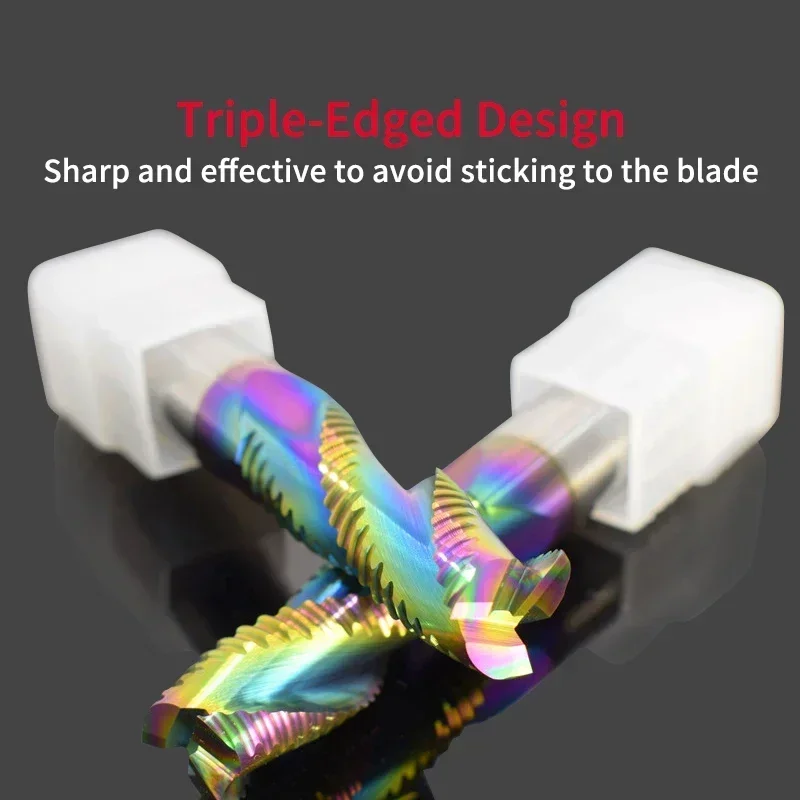 HRC55 Aluminium Roughing Cutter DLC Colorful Coated Carbide Roughing Milling Cutter 3 Flute Extended Tungsten Steel Endmill