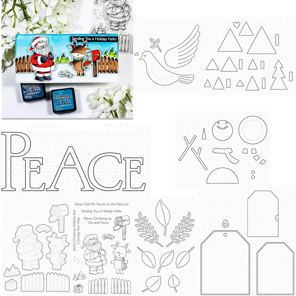 

2022 Christmas Trees Clear Stamps Metal Cutting Dies Scrapbooking Photo Album Decorative Embossing DIY Make Paper Cards Crafts