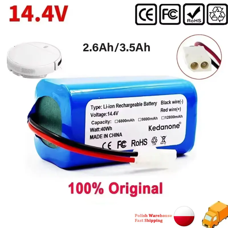 Batteria di ricambio 14,8V/14,4V 18650 2600mAh 3500mAh per robot aspirapolvere e lavapavimenti XIOMI MIJIA Mi Robot Vacuum-Mop Essential G1 MJSTG1