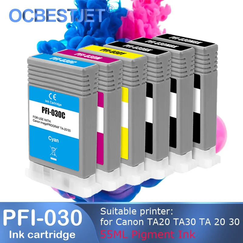 PFI-030 PFI 030 PFI030 Compatible Ink Cartridge 55ML/PC for Canon TA20 TA30 TA 20 30 Printer Replaceable Cartouches Remplaçables