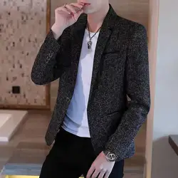 Jacket for Men Black Thin Slim Fit Man Suits and Blazers Vintage Fashionable Korean Style Clothes Coats High Quality Spring 2025