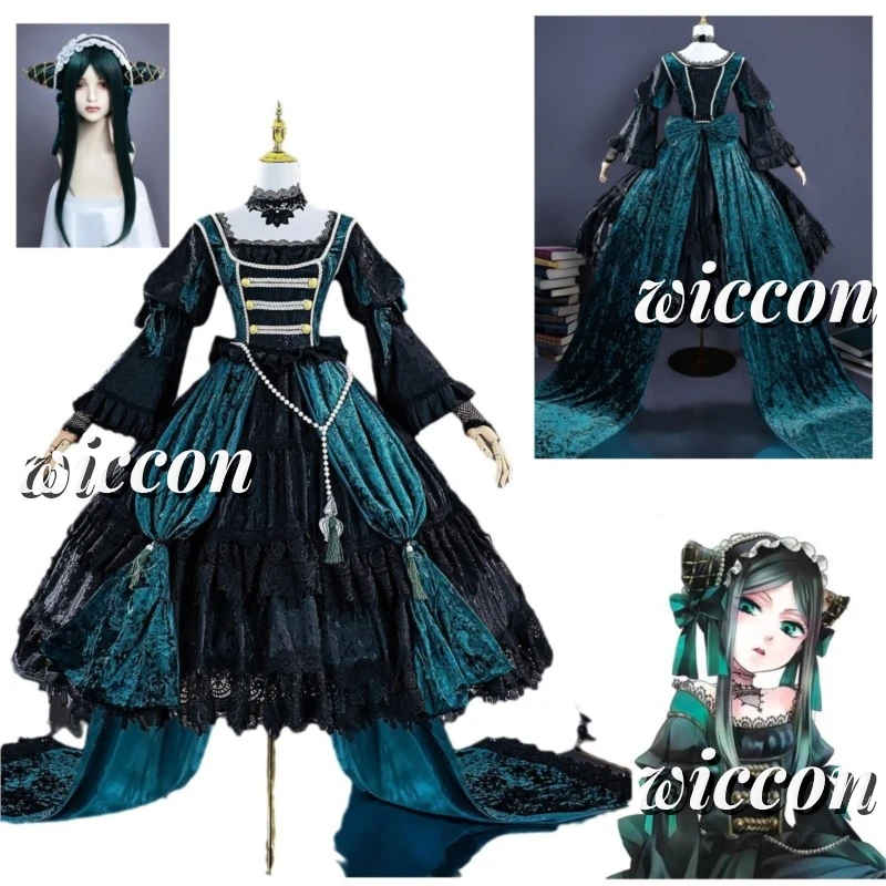 Sieglinde Sullivan Cosplay Costume Ciel Green Lady Cosplay Wig Props Anime Black Butler Halloween Party Gorgeous Green Dress