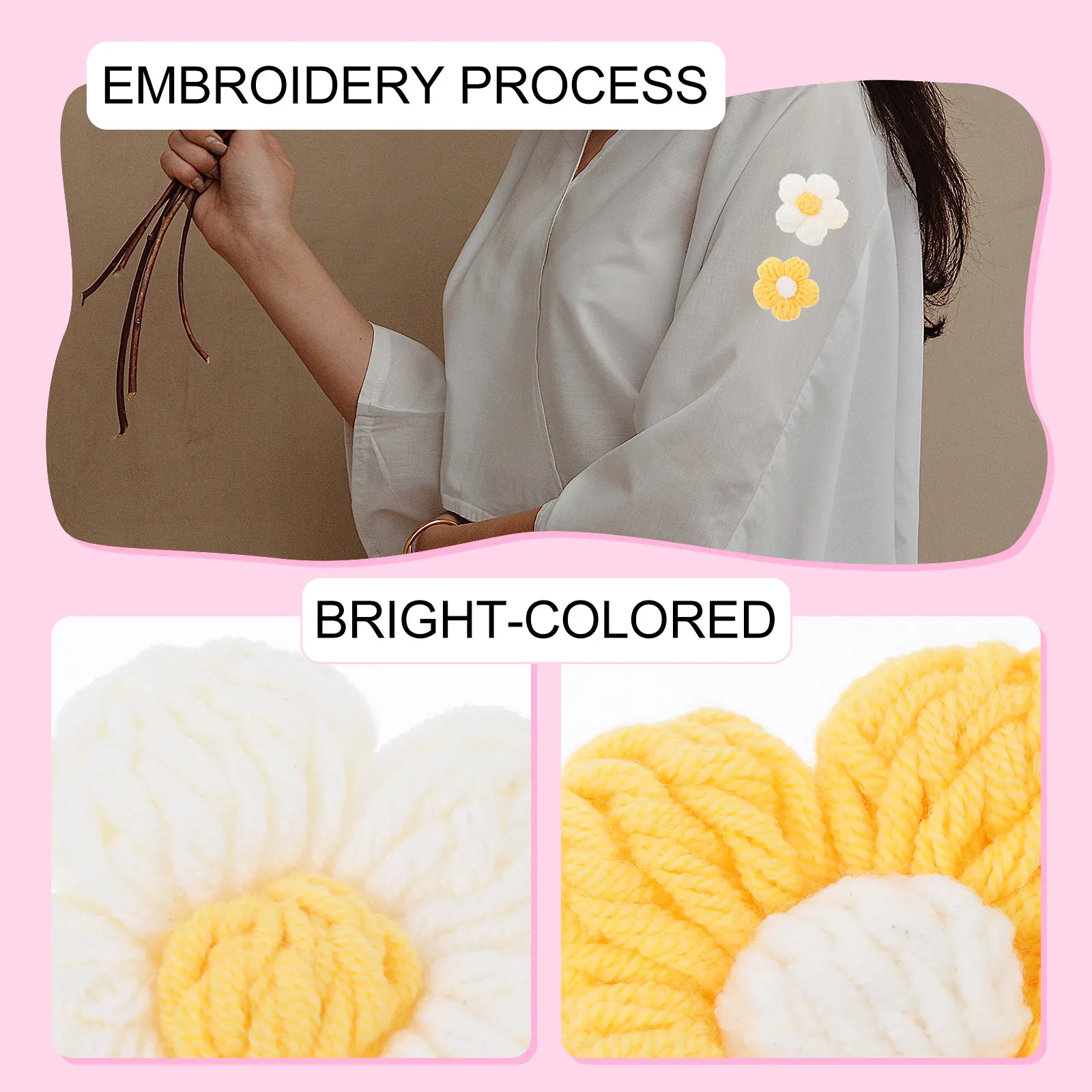 

4Pcs Manual Crochet Flower Decor Floral Sewing Accessories DIY Clothes Decoration Flower Applique for Garments