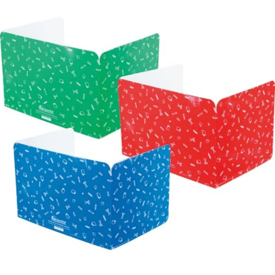 

Large Privacy Shield, 3 Group Colors, Set of 12, Red, Green and Blue - Divider Boards for Student Desks, Testing Folders, Cardb