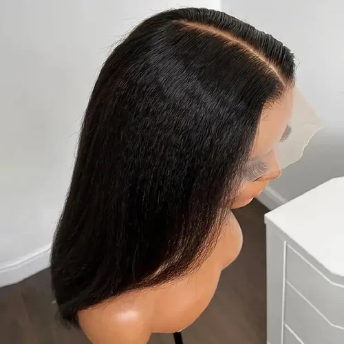 Peluca con malla frontal Yaki negra, peluca recta suave y rizada de 30 pulgadas y 180 de densidad para mujer, pelucas sintéticas de pelo de bebé, temperatura térmica sin pegamento