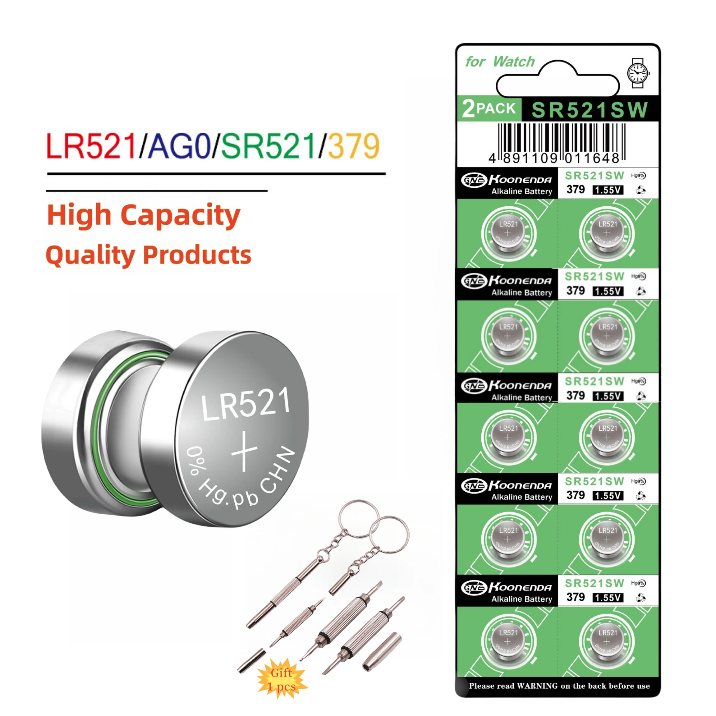 High Capacity 10 - 100PCS AG0 LR521 LR63 SR521 SR521S SR521SW SR63 379 SG0 Batteries 1.5v Alkaline Button Cell Battery For Watch