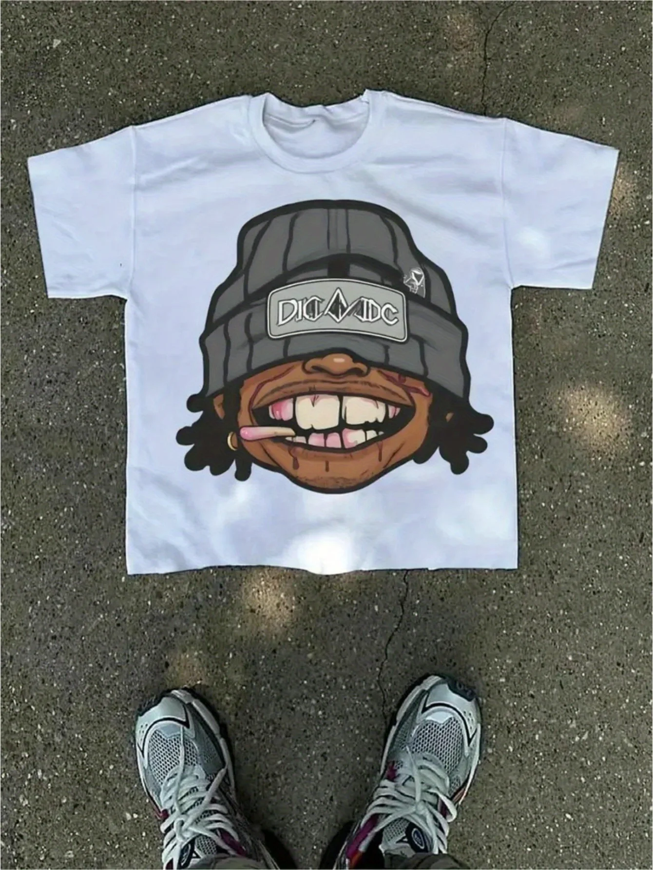 

Men's Y2K Style Cotton T-Shirt - Comfortable Vintage Summer Tee with Cool Cartoon Character Print, Short Sleeves,