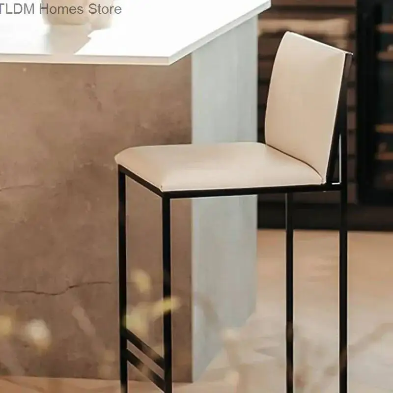 Taburetes de Bar de isla alta para recepción, taburetes de Metal de diseño nórdico de lujo para mostrador de cocina, bancos, respaldo, muebles para el hogar XR50BY