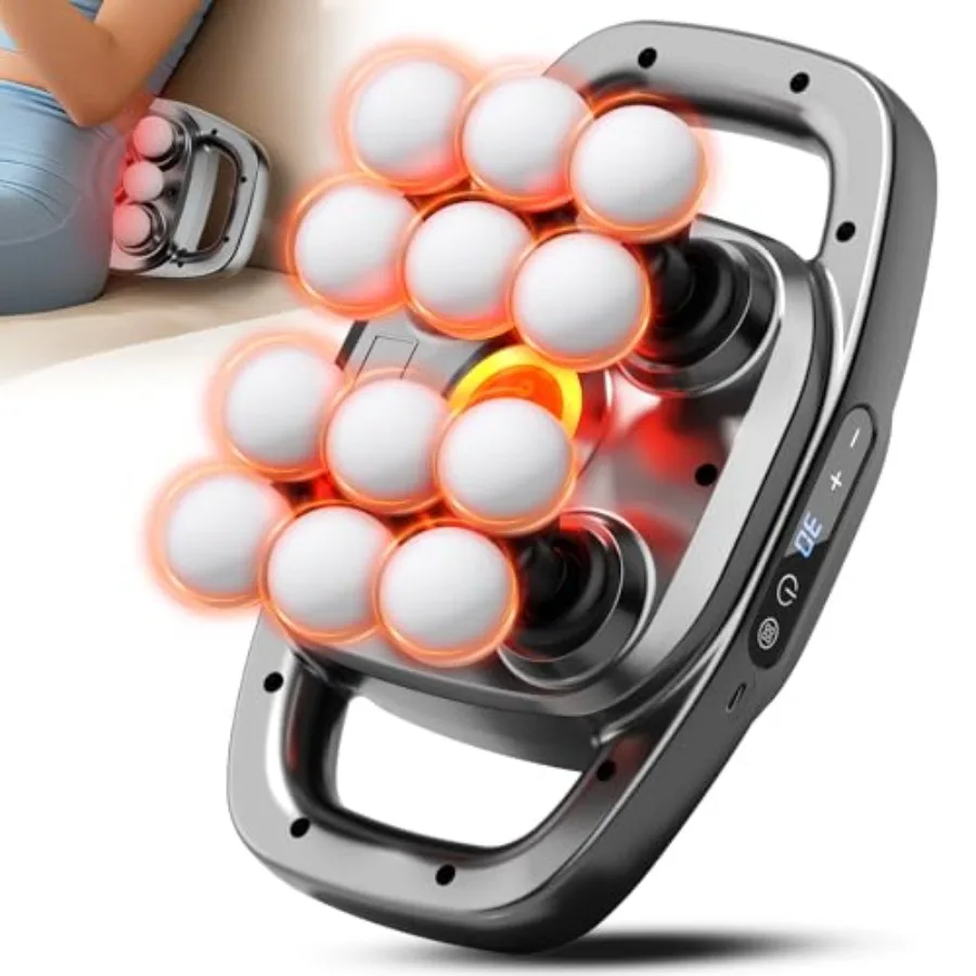 

Массажный пистолет с 12 насадками для глубокого массажа тканей, 3 режима и 30 уровней интенсивности, беспроводной, бесшумный, для снятия боли, массажер для спины и шеи