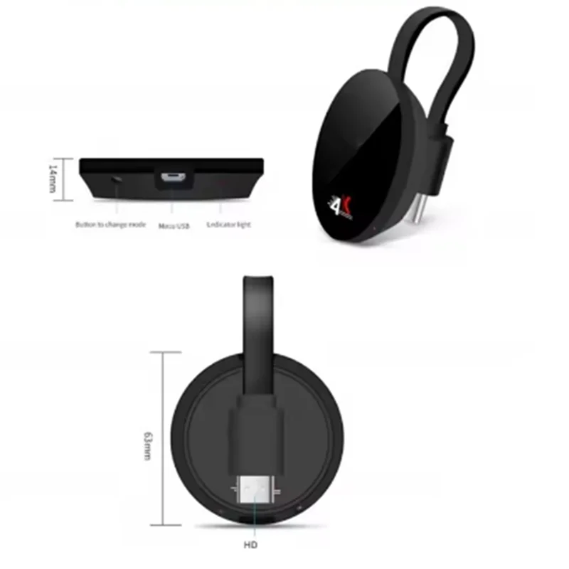 ABJF-Wireless Display Receiver 4K -Kompatibler WLAN-Display-Adapter 5G + 2,4G TV-Sticks für Android Einfache Installation