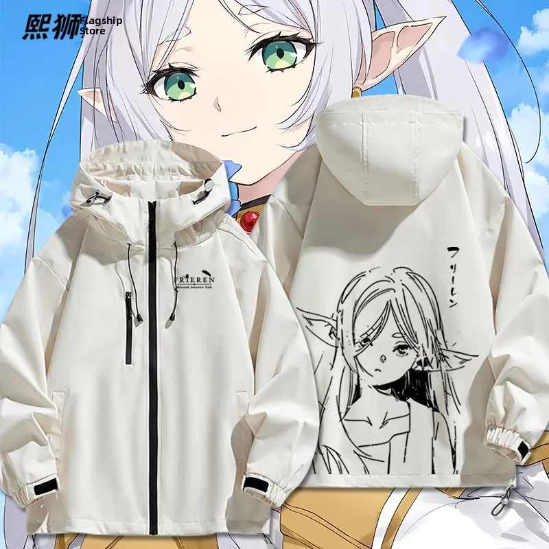 

Ветровка на тему аниме Frilian Jaet ex, повседневное свободное пальто с капюшоном, застежкой-молнией, полиэфирное волокно, антигладирующая тренка...