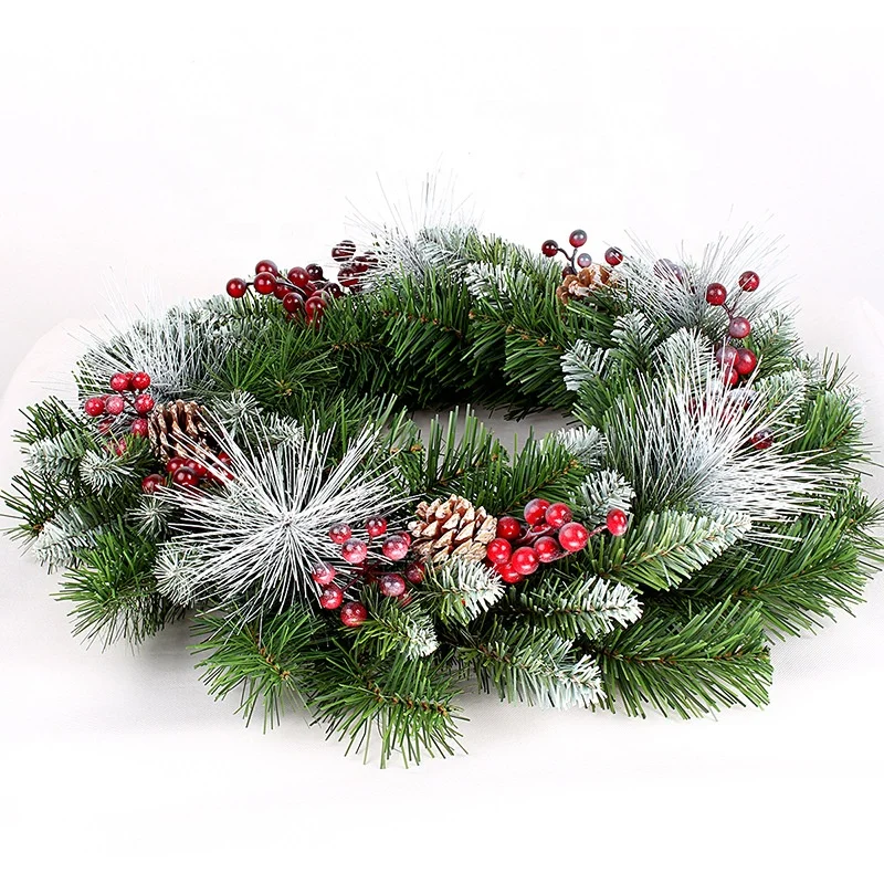 Festival Artificial Green Holiday decorations wholesale pvc Christmas Santa wreath garland for door hanging