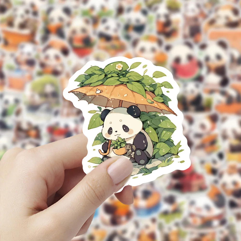 100Pcs Panda Daily Stickers Cartoon Cute National Treasure Panda Stationery Box Waterproof Stickers