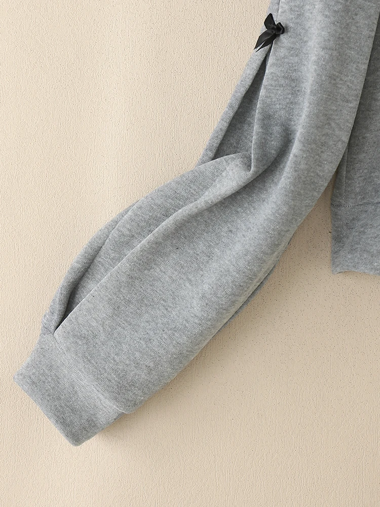 ZANZEA 2025 Frauen Langarm Pullover Sweatshirts Herbst Casual Oansatz Drop-Schulter Bogen Detail Einfarbig Hoodies 3 Farben