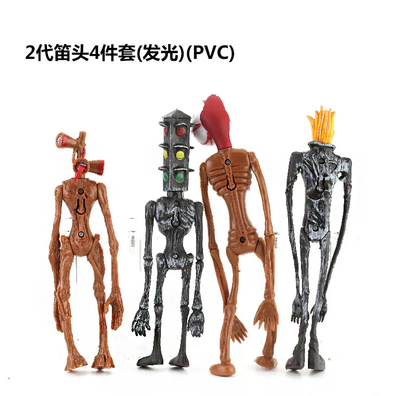 4Pcs/set Cartoon Siren Head Model Doll PVC Horror Sculpture With Light Glow Toy Hobby For Children Xmas Gift Fashion Collection